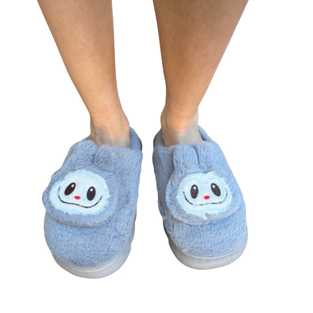 Cute Gray Slippers with Labubu Design 5/6 youth kids gift